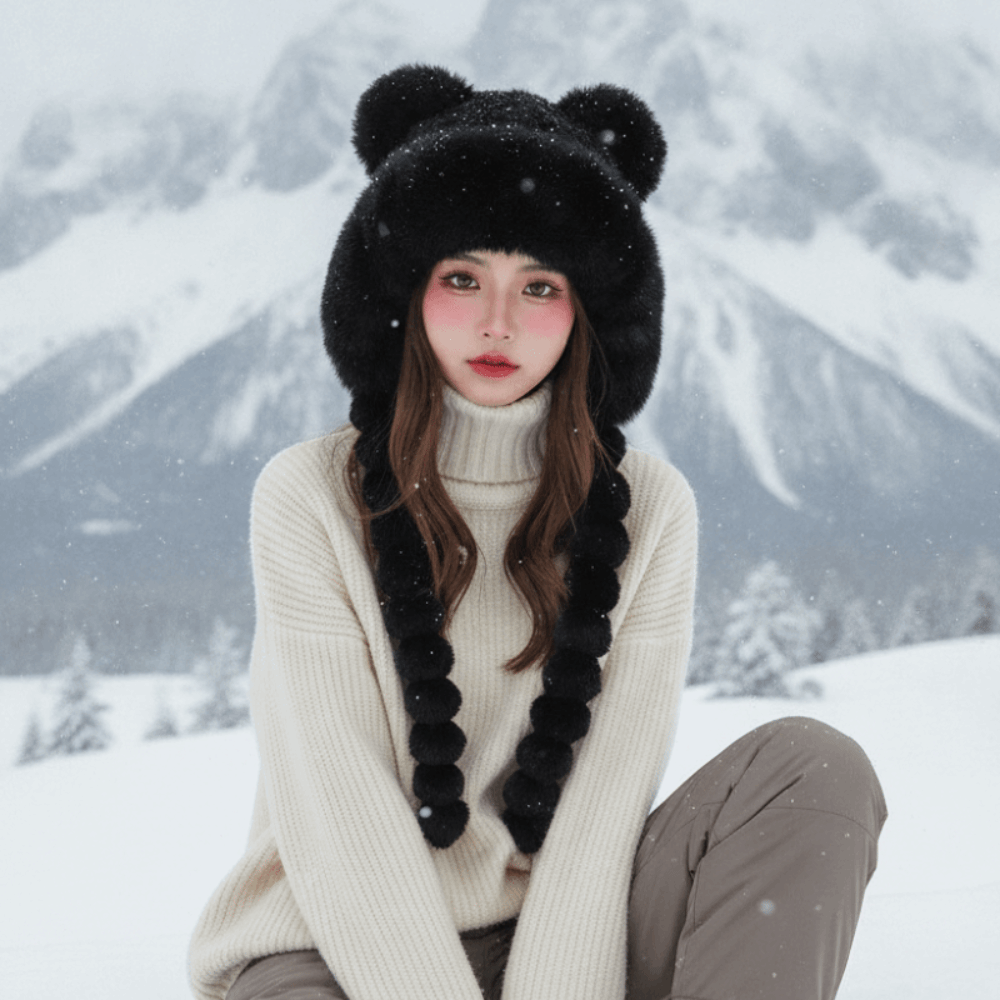 หมวกไหมพรมลายทางบุขนแกะพร้อมพู - Trapper Hat Ear Flap บทวิจารณ์และราคา